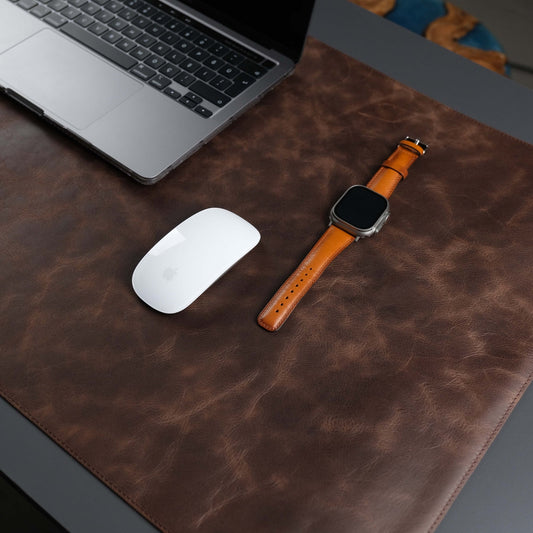 Dark Brown Leather, Premium Desk Pad
