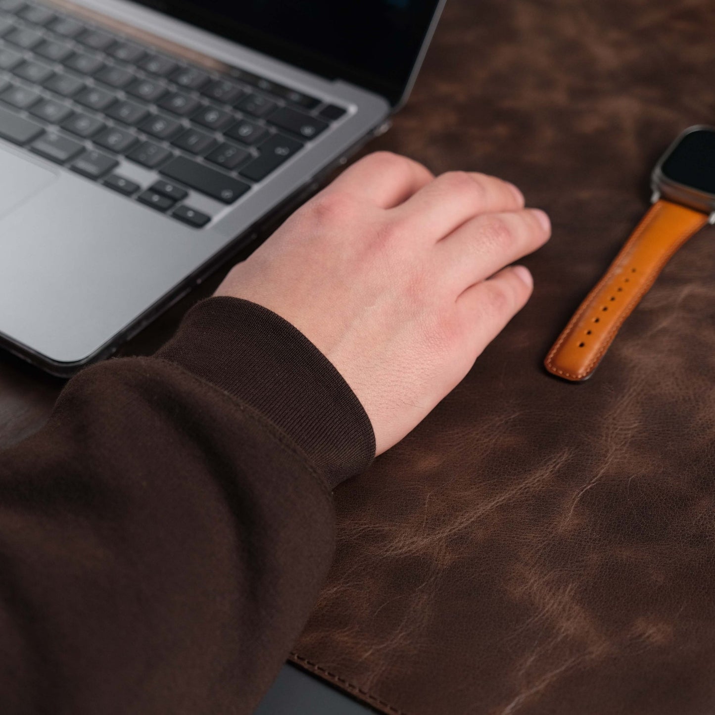 Dark Brown Leather, Premium Desk Pad