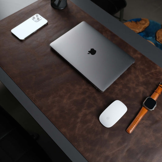 Dark Brown Leather, Premium Desk Pad