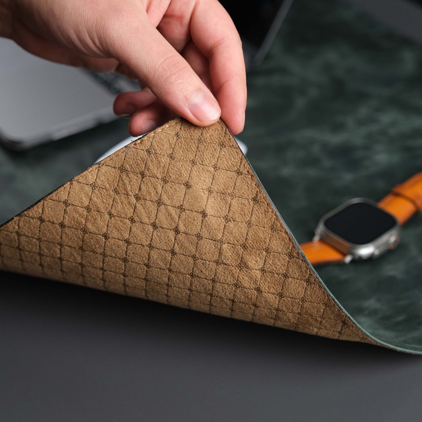 Dark Green Leather, Premium Desk Pad