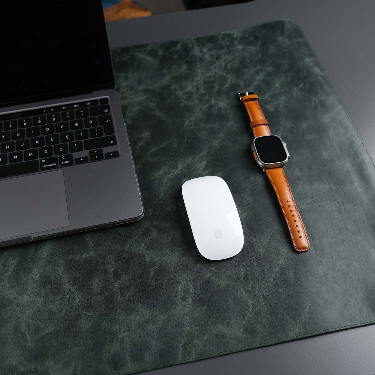 Dark Green Leather, Premium Desk Pad