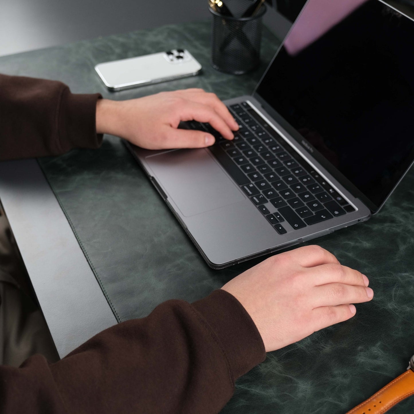 Dark Green Leather, Premium Desk Pad