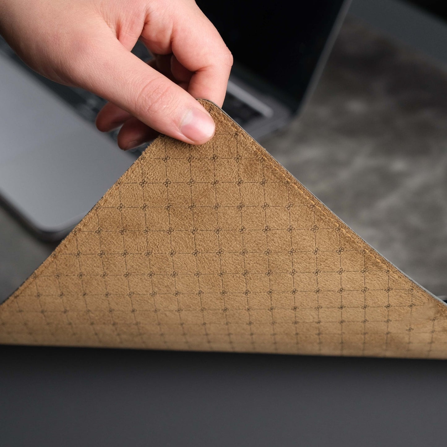 Grey Leather, Premium Desk Pad