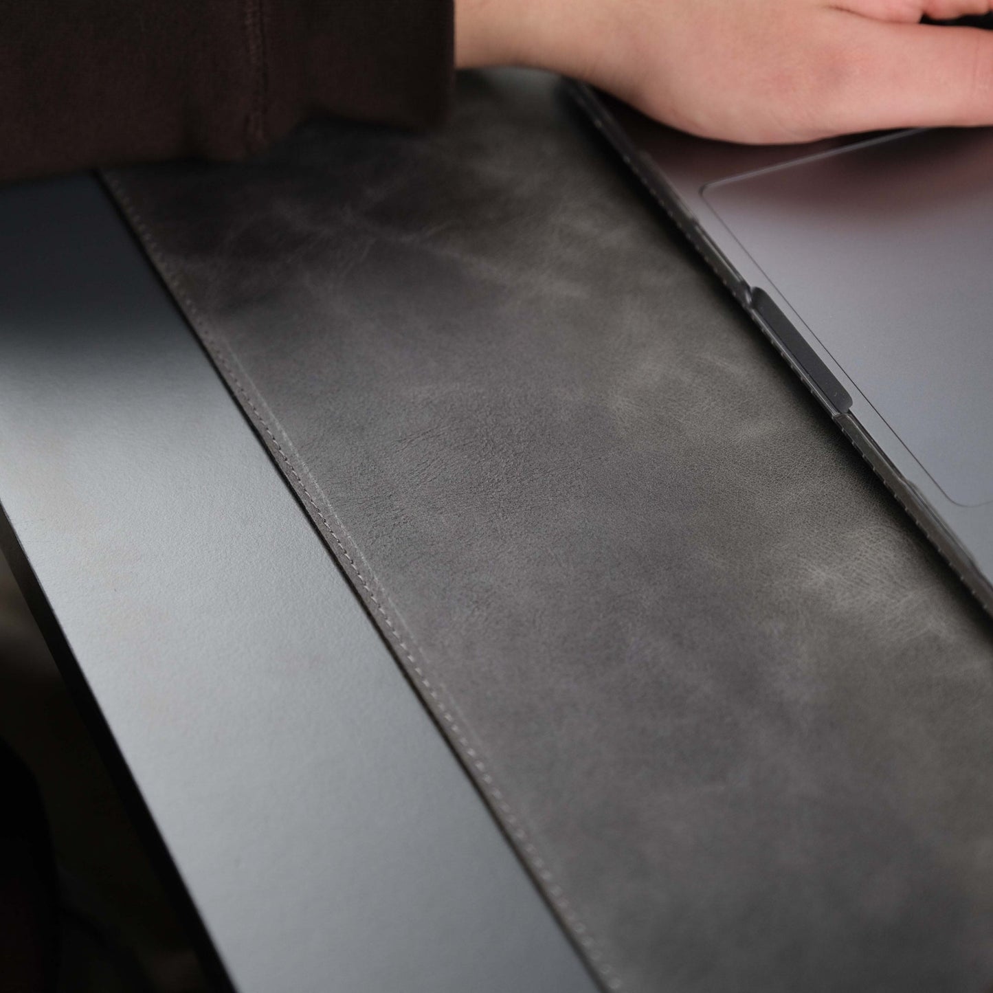Grey Leather, Premium Desk Pad