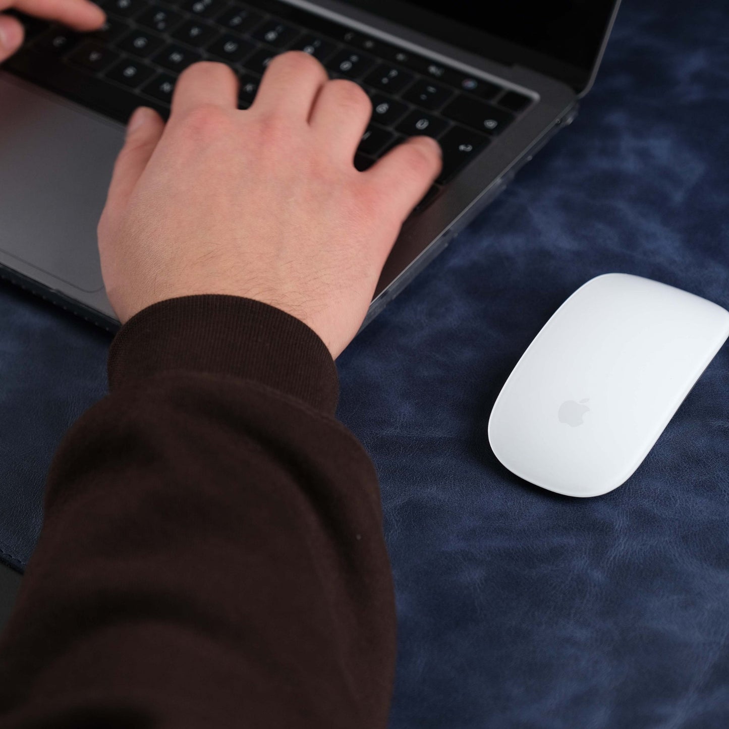 Navy Blue Leather, Premium Desk Pad